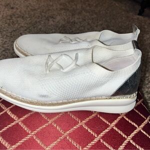 Vince Camuto “Affinity” White and Silver Sneakers